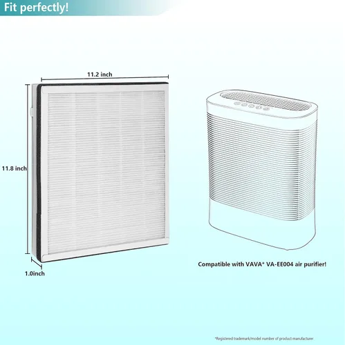 Miniatura 2 de VA-EE004 - Filtro de repuesto, compatible con purificador de aire VAVA 3 en 1 VA-EE004, True HEPA y juego de filtros de carbón activado, paquete de 2