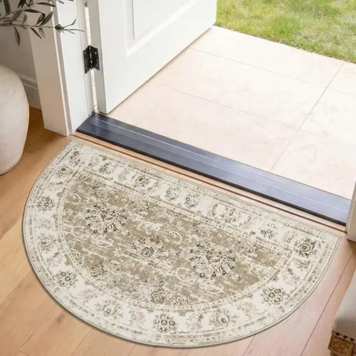 Miniatura 103 de Jinchan Fiora - Alfombra redonda de 8 pies, alfombras vintage con diseño floral envejecido, lavable a máquina, antideslizante, de pelo bajo, Azul