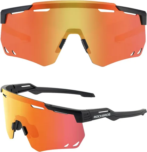 ROCKBROS Gafas de ciclismo polarizadas, gafas de sol deportivas con protección UV para hombres y mujeres, gafas de sol de ciclismo para correr y