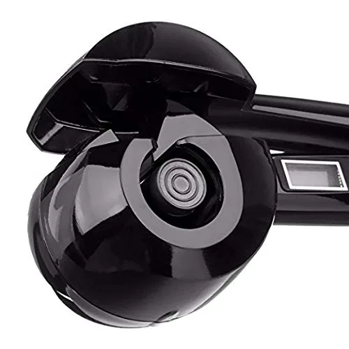 Miniatura 3 de Máquina de rizador de cerámica automática Temperatura de voltaje universal ajustable, rizador de pelo profesional Máquina de cerámica giratoria Negro