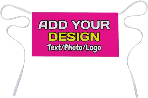 Miniatura 24 de Delantal de cintura personalizado con 3 bolsillos para añadir foto, texto, logotipo, nombre, camarera