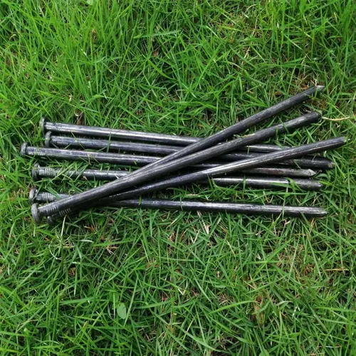 Miniatura 5 de Estacas de metal para paisaje, 10 pulgadas, 50 piezas de estacas de anclaje para bordes de carpa, bordes de pavimentación, estacas de césped Negro