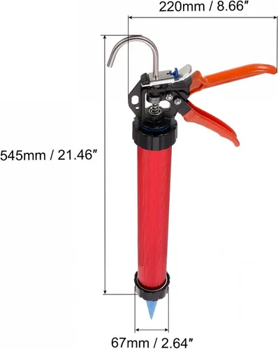 Miniatura 2 de uxcell Pistola de calafateo manual de salchichas, 21.5 in de acero inoxidable, cartucho sellador, aplicador de calafateo de tubo de 20.3 fl oz, tasa