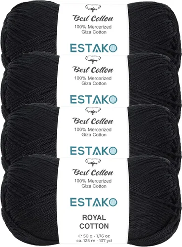 Miniatura 41 de Estako Algodón Royal, 100% hilo de algodón giza mercerizado, suave, súper fino 1 para ganchillo y tejer, 1.76 onzas (50g) / 137 yardas (125m)