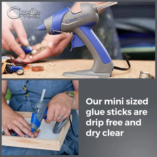 Miniatura 7 de Chandler Tool - Kit de mini pistola de pegamento caliente, 25 W, tamaño pequeño, de pie, alta temperatura, con 10 mini palos de pistola de pegamento