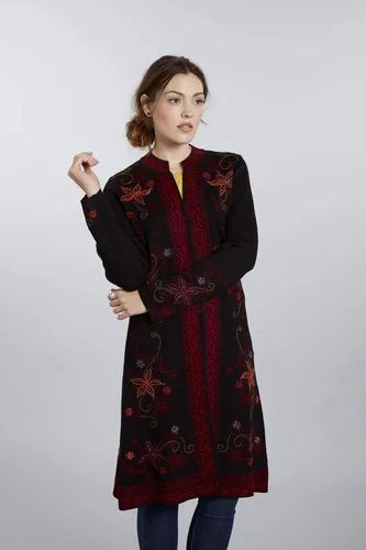 Miniatura 5 de Invisible World Women's Sweater Coat Baby Alpaca Embroidered Cardigan Ottoman