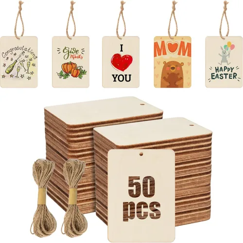 Miniatura 11 de 50 etiquetas cuadradas de madera, rebanadas de madera cuadradas sin terminar de 3 x 3 pulgadas, rebanadas de madera cuadradas en blanco con 50pcs 3