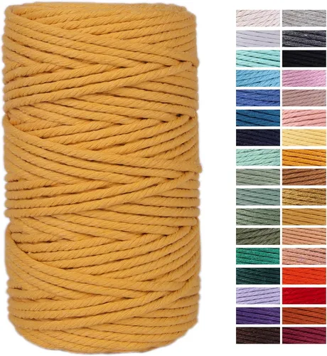Miniatura 62 de Cuerda de Macramé Gris Claro 3mm x 109 Yardas, Cuerda de Algodón de Colores Cuerda para Manualidades Cuerda de Algodón Colorida para Colgar