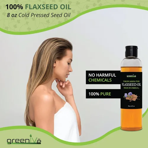 Miniatura 4 de GreenIVe Aceite de semilla de lino cultivado orgánicamente100% puro, prensado en frío, ácidos grasos omega veganos altos (8 onzas líquidas)