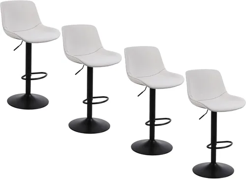 Miniatura 19 de Juego de 2 taburetes de bar, taburetes de bar giratorios de altura de mostrador con respaldo, sillas de bar ajustables, taburete alto sin brazos