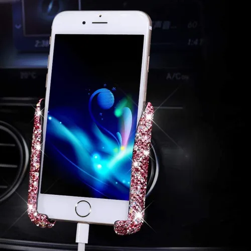 Miniatura 7 de SUNCARACCL - Soporte para teléfono de coche Bling, montaje automático para salida de aire del salpicadero mini, soporte universal ajustable de 360°