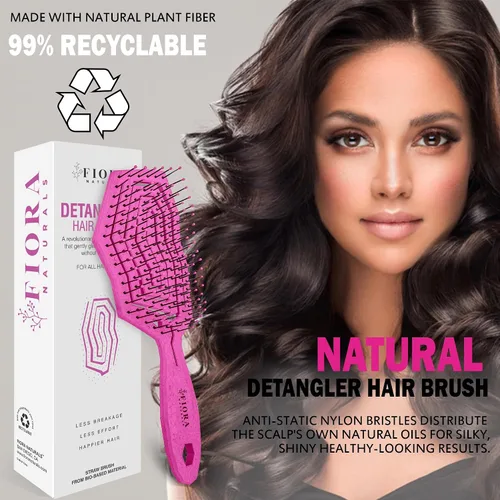 Miniatura 3 de Fiora Naturals Cepillo desenredante para el cabello, cepillo desenredante 100% ecológico con cerdas ultrasuaves, se desliza a través de los enredos