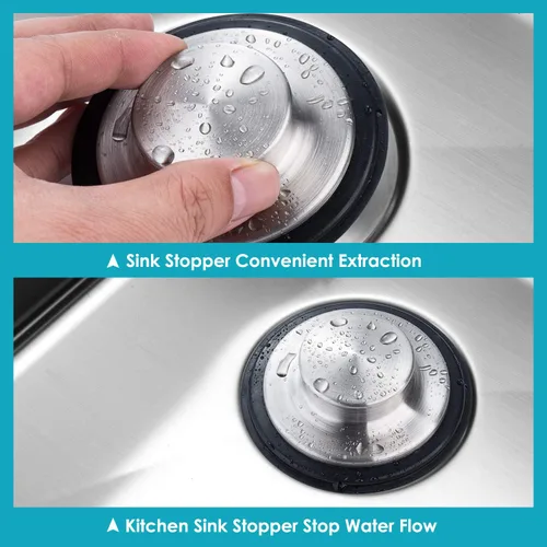 Miniatura 4 de Tapón para fregadero de cocina, acero inoxidable, borde ancho grande de 3.35 pulgadas de diámetro, 2 unidades Fengbao