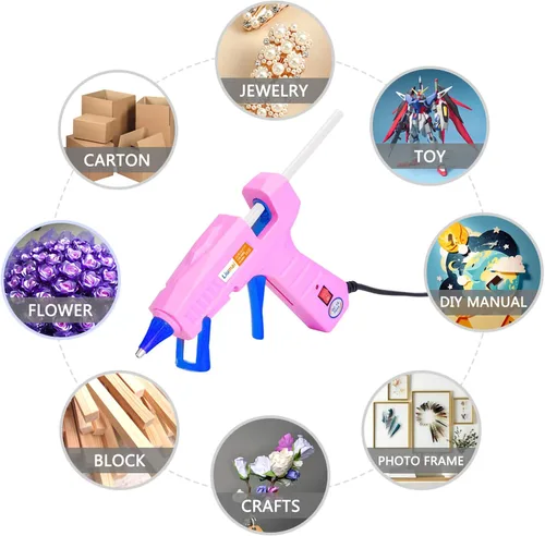 Miniatura 3 de Liumai Pistola de pegamento, kit de pistola de pegamento caliente con 30 barras de pegamento, mini pistola de pegamento termofusible para Morado