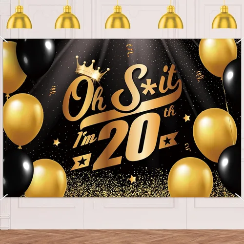 Miniatura 43 de Oh S*hit I'm 10th Banner telón de fondo negro dorado globos corona confeti Hallo Quince Cheers to 10 años decoración temática decoración para hombre