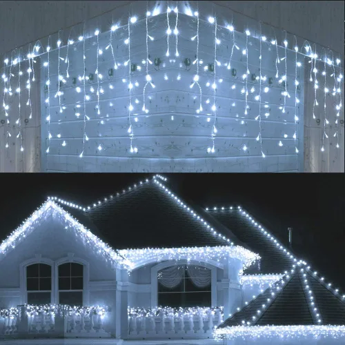 Miniatura 7 de Toodour Luces de Carámbanos de Navidad para Exteriores, 360 LED 29.5 pies 8 Modos Luces de Hada de Carámbanos en Cadena con 60 Gotas, Luces LED