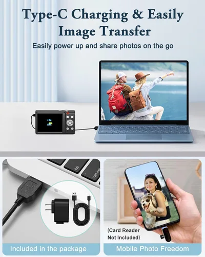 Miniatura 6 de Cámara Digital 4K para Fotografía y Video Enfoque Automático Anti-Vibración, Zoom 16X 48MP Cámara Point and Shoot para Adolescentes Adultos