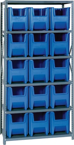 Miniatura 299 de Quantum QSBU-245BK Heavy Duty Shelving Unit with (7) Shelves and (24) QUS245 Black Bins for Garage Warehouse Storage Distribution 400 lb Load