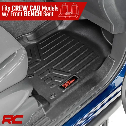 Miniatura 3 de Rough Country Floor Armor Alfombrillas de Piso Delanteras y Traseras para Nissan Titan (2017–2024) y Titan XD (2016–2024) Crew Cab con Asientos