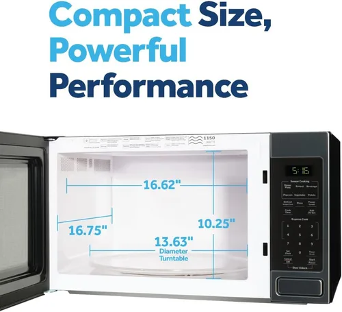 Miniatura 3 de Horno microondas de GE para encimera, capacidad de 1,150 vatios, 1.6 pies cúbicos, 8 ajustes de cocción automáticos, tecnología de bloqueo