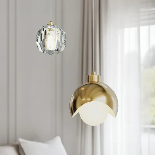 MOD LIGHTING Diana | Modernas lámparas colgantes doradas, luces colgantes para isla de cocina, iluminación para recámara para seguimiento, bombillas