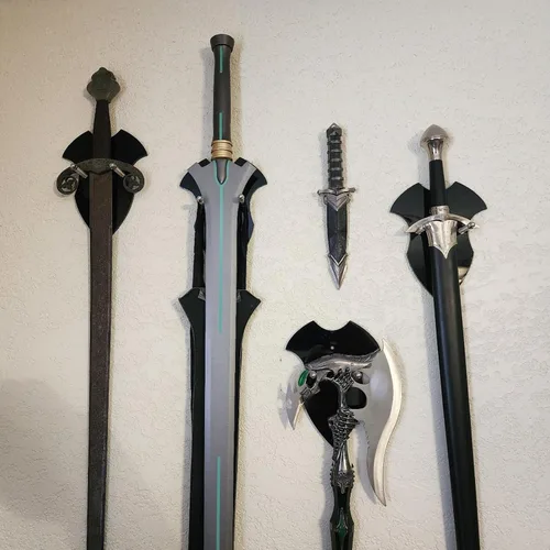 Miniatura 3 de Soporte de pared vertical de acrílico negro para espada, soporte para espada para 1 espada, katana o hacha, soporte resistente para espada