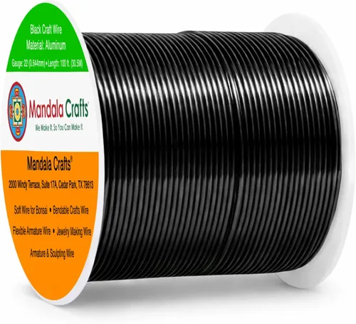 Miniatura 153 de Mandala Crafts - Alambre de aluminio anodizado de 8 calibre para hacer joyas - 9.75 m de alambre flexible negro colorido - Flexible para bonsái
