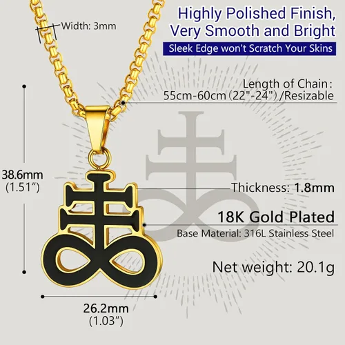 Miniatura 48 de PROSTEEL Satanic Jewelry Upside Down Cross Necklace for Men Women, 316L Stainless Steel/925 Sterling Silver Inverted Cross/Leviathan Cross Pendant