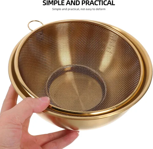 Miniatura 3 de Luxshiny Cesta coladora de acero inoxidable con colador de malla fina y lavabo de 7.08 pulgadas para cocina, verduras, frutas, arroz, limpieza
