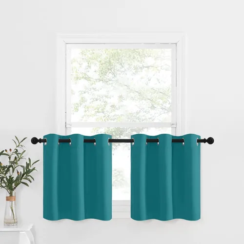Miniatura 54 de NICETOWN Cortinas opacas de cocina para ventana sobre el fregadero, aislamiento térmico, decoración del hogar, pequeños niveles opacos con ojales