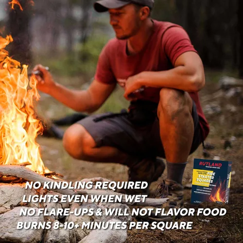 Miniatura 6 de Rutland Safe Lite - Cuadrados de iniciación de fuego, arrancadores de carbón pesado para chimenea, parrilla, barbacoa y fogatas, accesorios