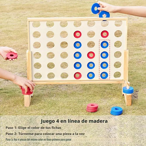 Miniatura 8 de Juego gigante de madera 4 en fila de 2.8 pies, juego de mesa gigante para interiores y exteriores para adolescentes, incluye 42 fichas y bolsa