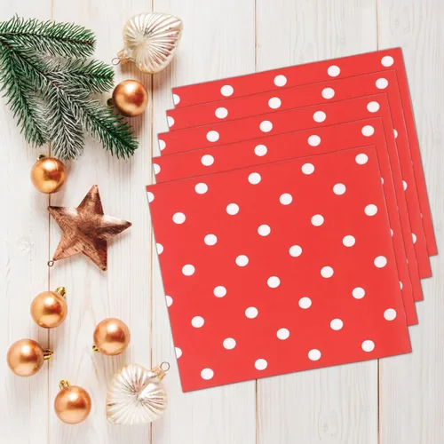Miniatura 5 de Servilletas de papel desechables con lunares rojos, 60