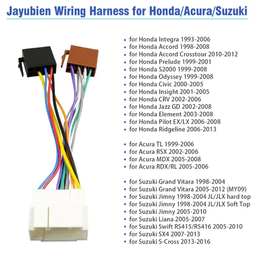 Miniatura 3 de Arnés de cableado de radio aftermarket de 20 pines, adaptador compatible con Honda Suzuki Acura ISO, conector de cable de estéreo de coche