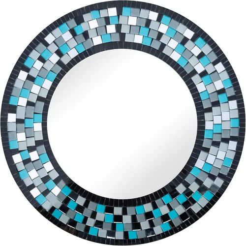 Miniatura 8 de Espejo decorativo hecho a mano con mosaico azul cielo y verde azulado, marco de 24 pulgadas, espejo redondo de 14 pulgadas para pasillo, dormitorio