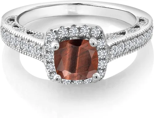 Miniatura 64 de Gem Stone King Anillo de compromiso de plata de ley 925 de 0.236 in con piedra natal y zafiro blanco creado con acento Anillo de compromiso