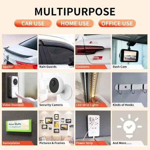 Miniatura 7 de PHIXBEAR Paquete de 3 Súper Fuerte Adhesión - Cinta de Doble Cara de Servicio Pesado, Cinta de Montaje Multipropósito Impermeable