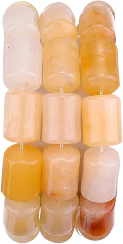 BEADIA Cuentas sueltas de piedra de jade amarillo natural cilíndricas semipreciosas para hacer joyas 10mmx14mm 38cm