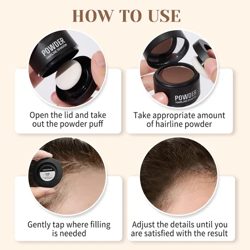 Miniatura 9 de Polvo de línea capilar al instante, rellena polvo fino o de retoque de raíz, adelgazamiento del cabello al instante más grueso para retoque