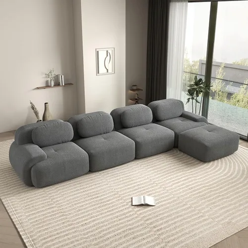 Miniatura 85 de Sofá biplaza moderno de 80 pulgadas para sala de estar, sofá de pana en forma de nube con asiento profundo, sofá modular negro, sofás de dos plazas