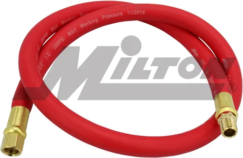 Miniatura 3 de Milton 2760-6LH Air Leader Hose, 3/8" x 6 ft. Rubber Hose - 1/4" NPT Brass Ends - 300 Max PSI