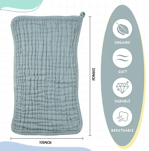 Miniatura 2 de Irenare Paquete de 6 paños de muselina para eructos de algodón, trapos grandes de 20 x 10 pulgadas, 6 capas de trapos para escupir, suaves