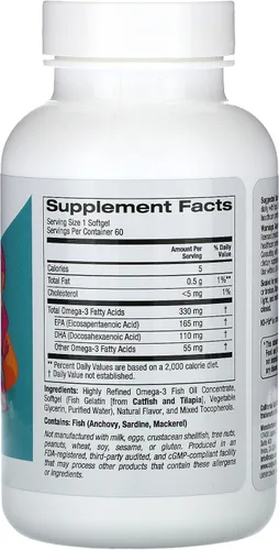 Miniatura 2 de California Gold Nutrition Aceite de pescado Omega-3 para niños, fresa natural, 60 cápsulas blandas de gelatina de pescado