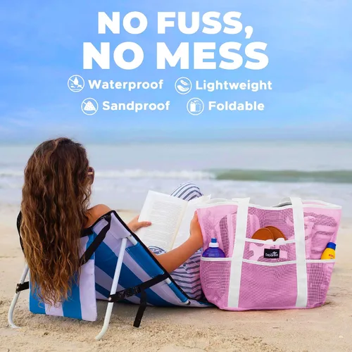 Miniatura 7 de Bolsa de playa de malla ligera, para juguetes y elementos esenciales de vacaciones