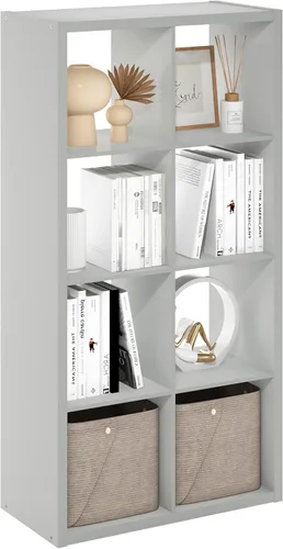 Miniatura 41 de Furinno Organizador de Almacenamiento en Cubos Decorativos con Respaldo Abierto, 4 Cubos, Gris Claro