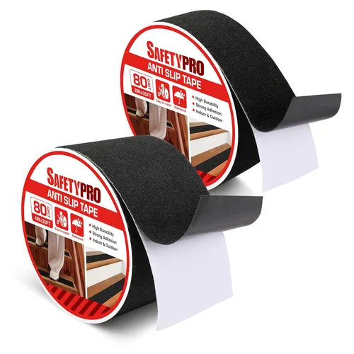 Paquete de 2 cintas de agarre antideslizante, cinta antideslizante resistente para escalones, monopatines, 4 y 2 pulgadas x 35 pies, cinta