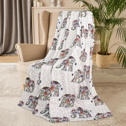 Miniatura 3 de Manta de franela de 50 x 60 pulgadas, manta de elefante bohemio bohemio floral para sofá, cama, regalos de elefantes para mujeres y adultos