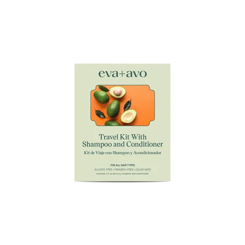 Miniatura 8 de EVA + AVO Kit de viaje de champú y acondicionador de aguacate, 2 onzas líquidas, limpieza suave sin sulfatos para cuero cabelludo seco, cabello