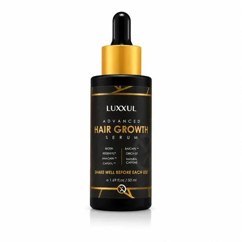 LUXXUL Suero de apoyo para el crecimiento del cabello, 1.7 fl oz - Suero natural activo Redensyl para cabello más saludable, más grueso y lleno -
