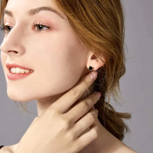 Miniatura 3 de Aretes unisex de plata de ley 925 con corte princesa, chapados en platino, joyería fina para hombres y mujeres